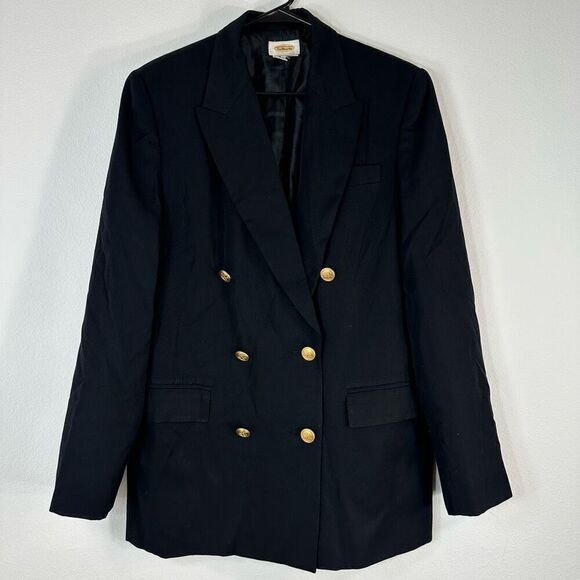 Vintage Talbots Double Breasted Wool Blazer Women 14 Made in Japan Military Prep - Picture 1 of 10